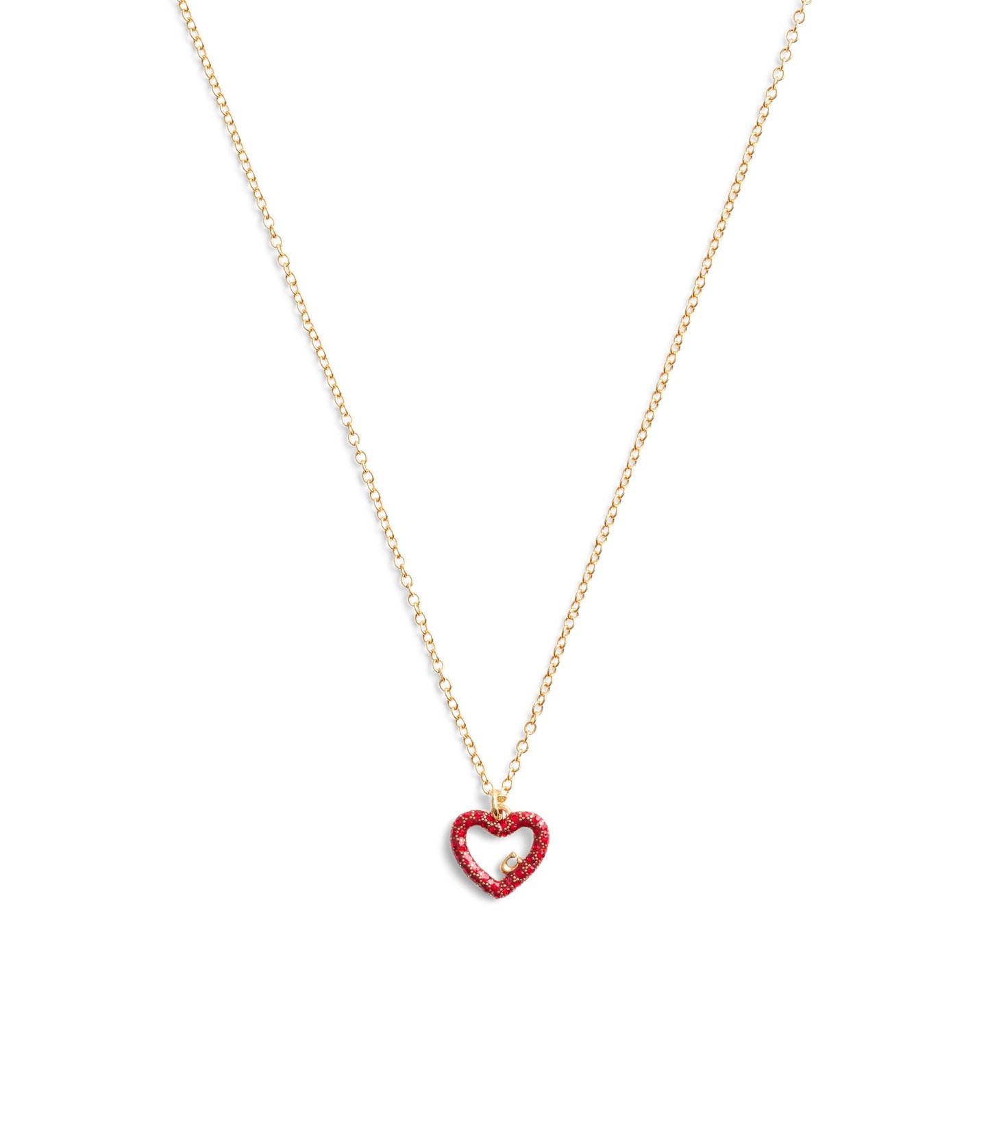 37493516GLD-Signature Pavé Heart Jewelry Set-Red