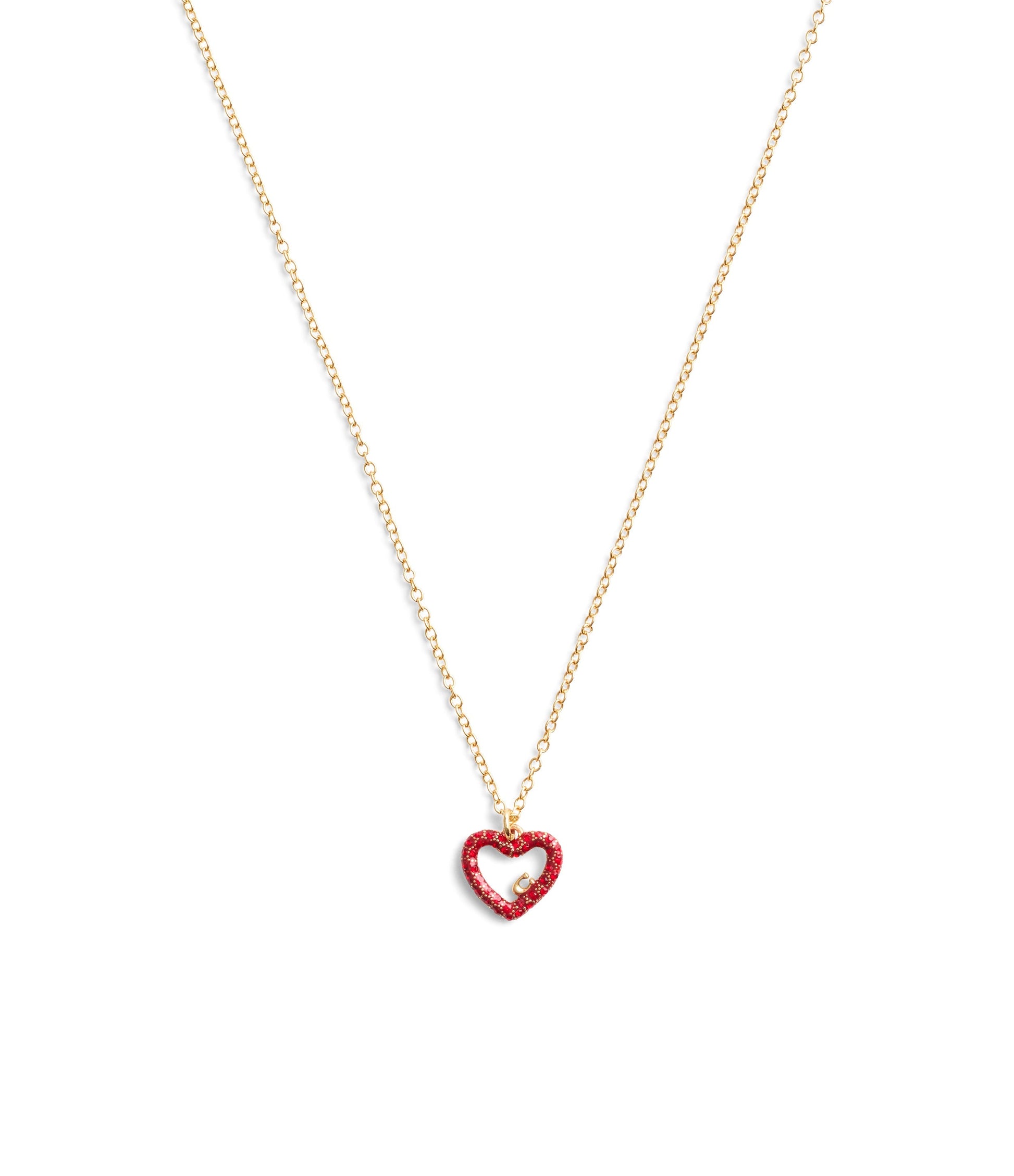 37493516GLD-Signature Pavé Heart Jewelry Set-Red