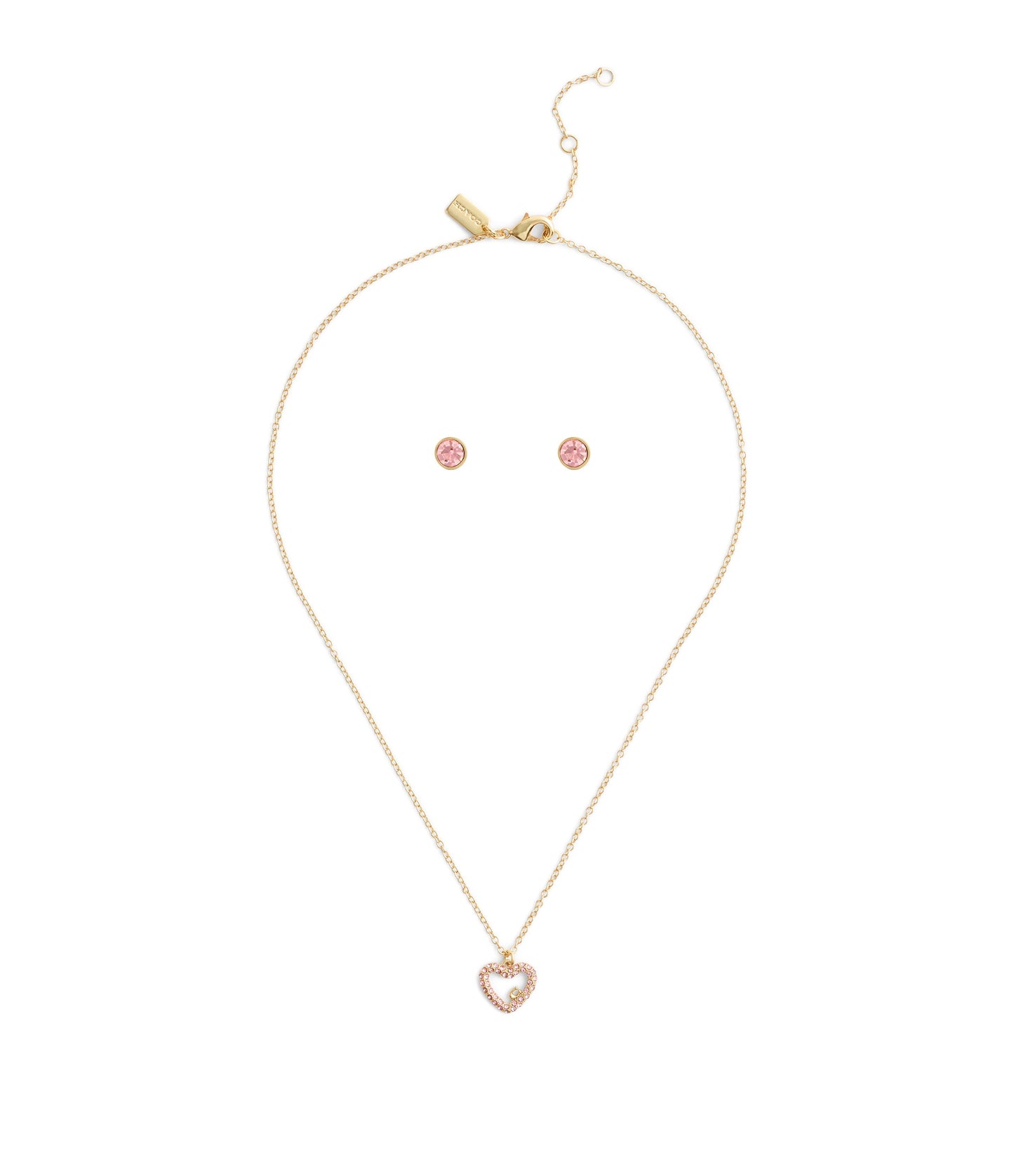 37493516GLD-Signature Pavé Heart Jewelry Set-Pink