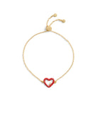 37493586GLD-Signature Pavé Heart Slider Bracelet-Red