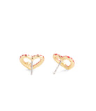 37493610GLD-Signature Pavé Heart Stud Earrings-Red