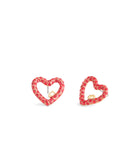 37493610GLD-Signature Pavé Heart Stud Earrings-Red