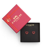 37493610GLD-Signature Pavé Heart Stud Earrings-Red