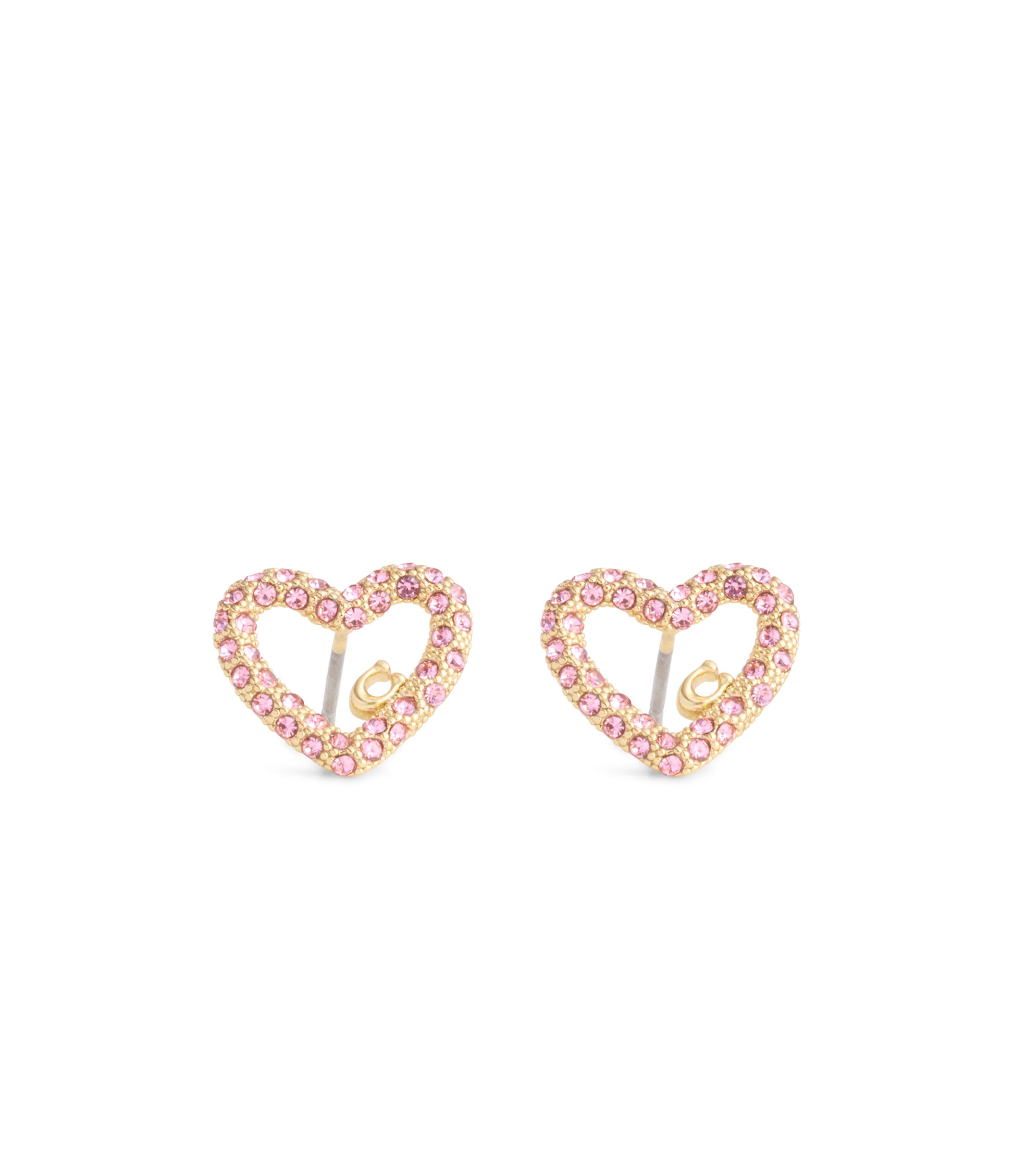 37493610GLD-Signature Pavé Heart Stud Earrings-Pink