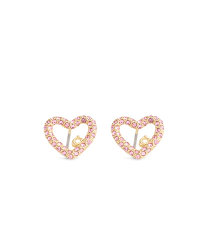 37493610GLD-Signature Pavé Heart Stud Earrings-Pink
