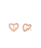 37493610GLD-Signature Pavé Heart Stud Earrings-Pink