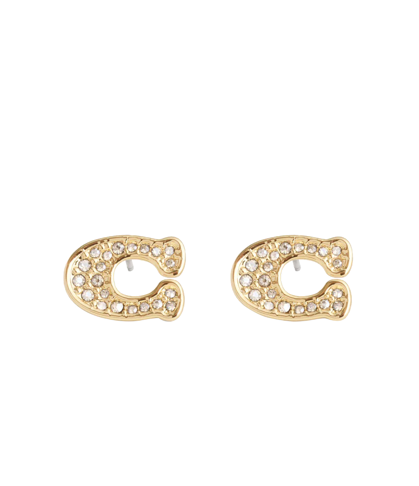 37493613GLD-Signature PavÃ© C Stud Earrings-Gold