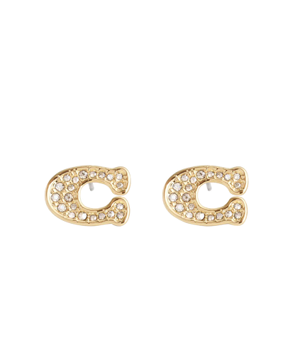 37493613GLD-Signature PavÃ© C Stud Earrings-Gold
