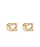 37493613GLD-Signature Pavé C Stud Earrings-Gold