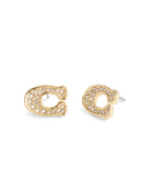 37493613GLD-Signature Pavé C Stud Earrings-Gold