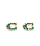 37493613GLD-Signature Pavé C Stud Earrings-Green