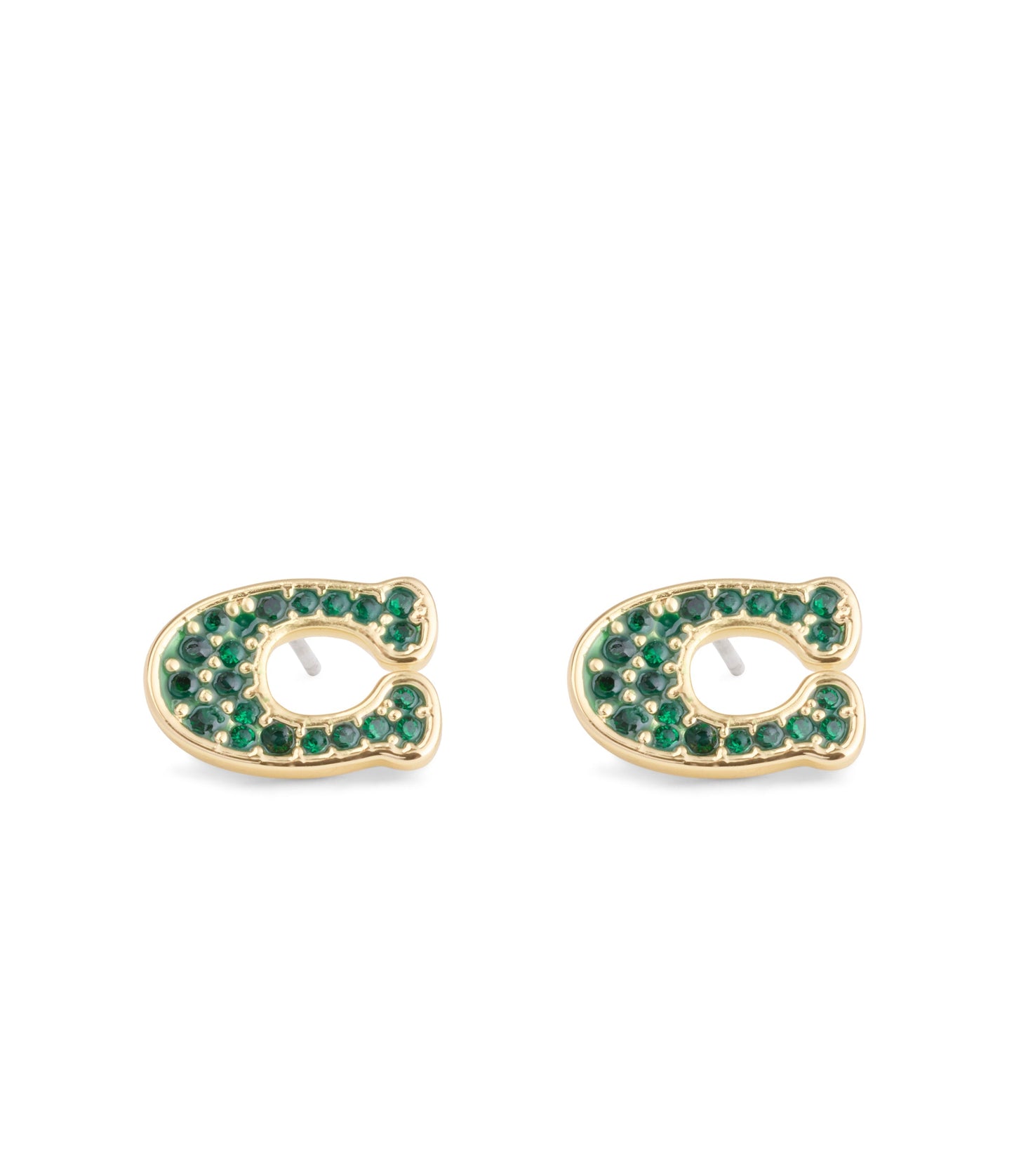 37493613GLD-Signature PavÃ© C Stud Earrings-Green