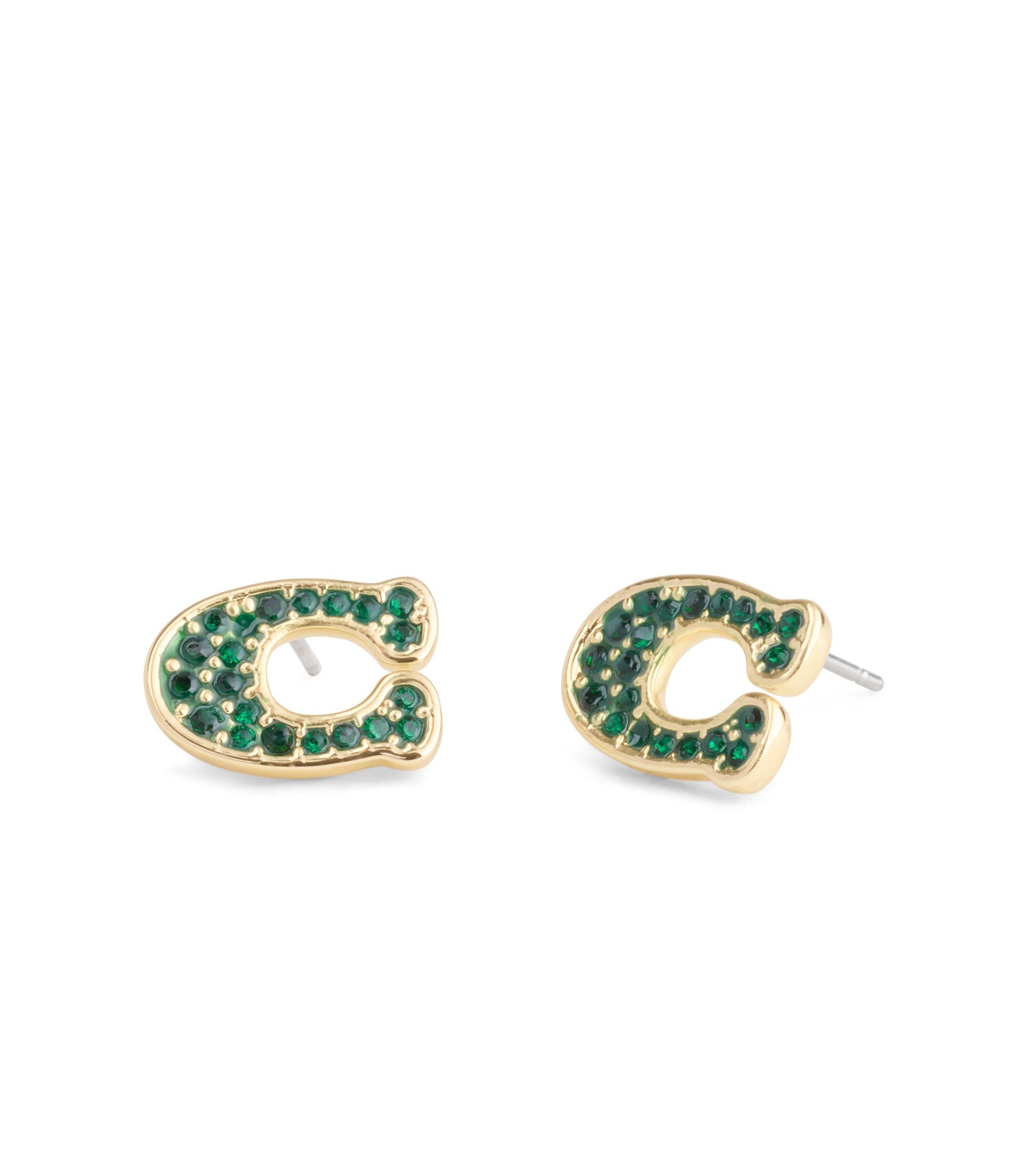 37493613GLD-Signature PavÃ© C Stud Earrings-Green