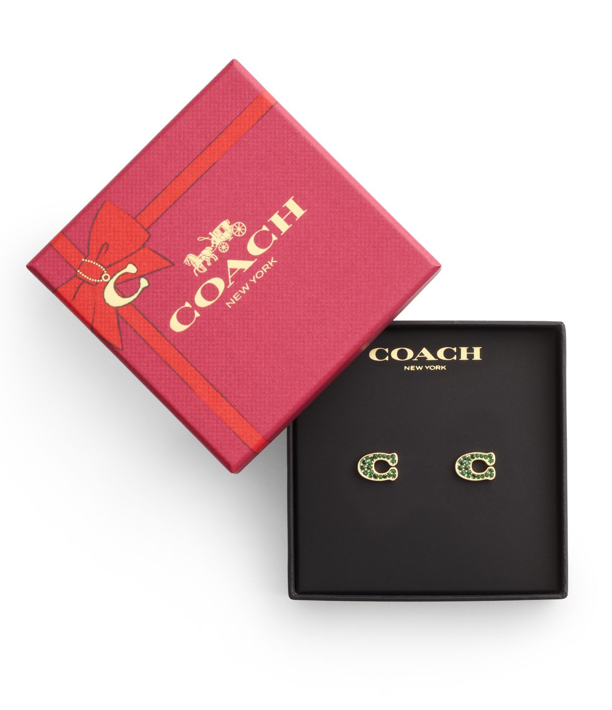 37493613GLD-Signature PavÃ© C Stud Earrings-Green