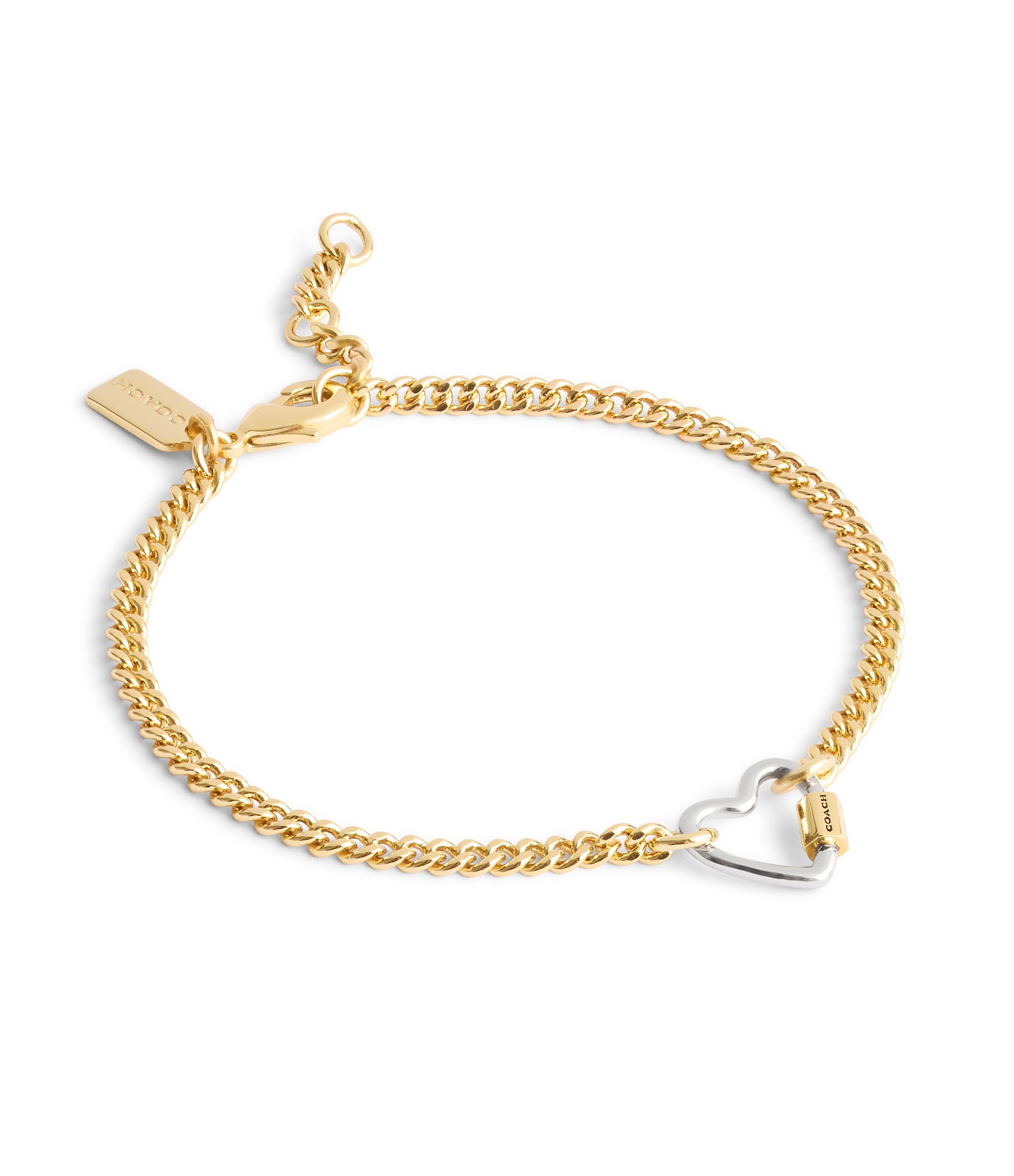 37506149TWO-Signature Carabiner Heart Link Bracelet-Twotone
