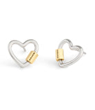 37506156TWO-Signature Carabiner Heart Stud Earrings-Twotone