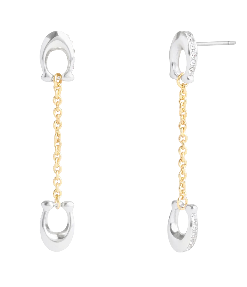 37506160TWO-Signature PavÃ© C Linear Earrings-Twotone