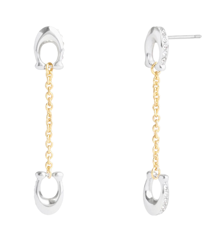 37506160TWO-Signature PavÃ© C Linear Earrings-Twotone