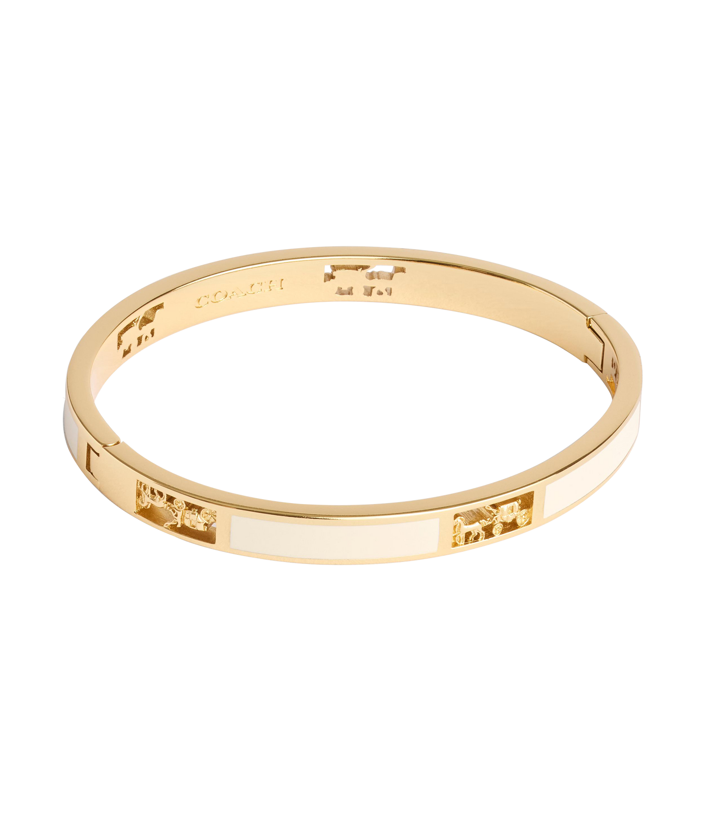 37506163GLD-Signature Horse & Carriage Cut Out Bangle Bracelet-Chalk