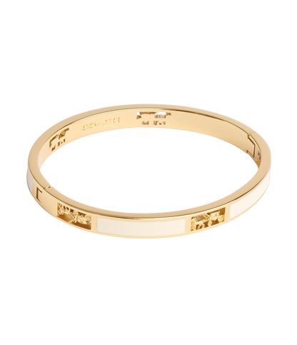 37506163GLD-Signature Horse & Carriage Cut Out Bangle Bracelet-Chalk