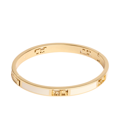 37506163GLD-Signature Horse & Carriage Cut Out Bangle Bracelet-Chalk