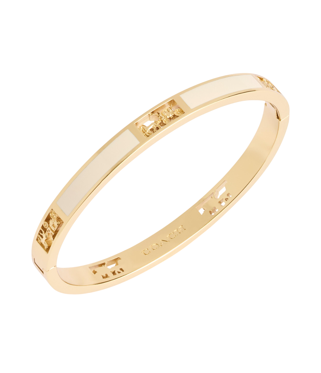37506163GLD-Signature Horse & Carriage Cut Out Bangle Bracelet-Chalk