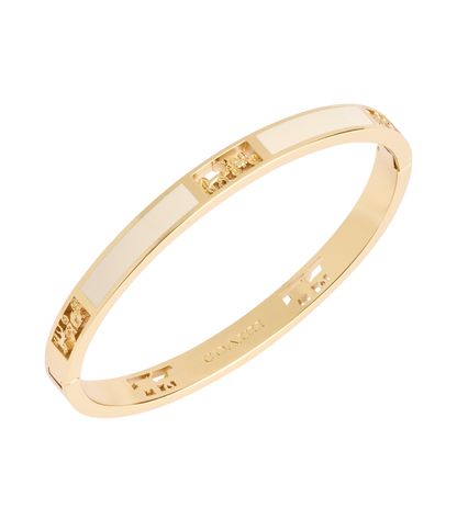 37506163GLD-Signature Horse & Carriage Cut Out Bangle Bracelet-Chalk