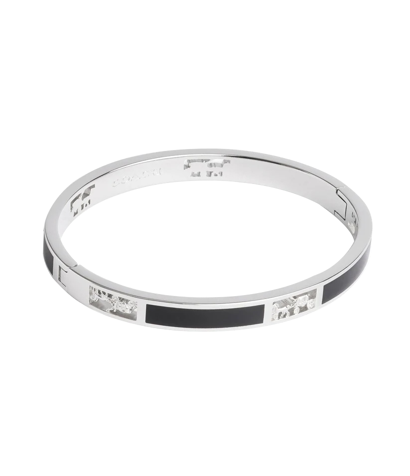 37506163RHO-Signature Horse & Carriage Cut Out Bangle Bracelet-Black