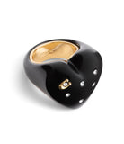 37506167GLD-Vintage Charms Signature Heart Cocktail Ring-Black