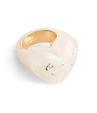 37506167GLD-Vintage Charms Signature Heart Cocktail Ring-White