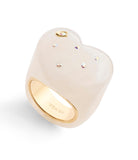 37506167GLD-Vintage Charms Signature Heart Cocktail Ring-White