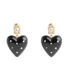 37506168GLD-Vintage Charms Signature Puffy Heart Drop Earrings-Black