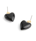 37506168GLD-Vintage Charms Signature Puffy Heart Drop Earrings-Black