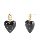 37506168GLD-Vintage Charms Signature Puffy Heart Drop Earrings-Black