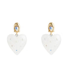 37506168GLD-Vintage Charms Signature Puffy Heart Drop Earrings-White