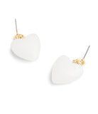 37506168GLD-Vintage Charms Signature Puffy Heart Drop Earrings-White