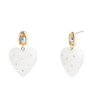 37506168GLD-Vintage Charms Signature Puffy Heart Drop Earrings-White