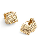 37506180GLD-Signature Quilted Cube Huggie Earrings-Gold