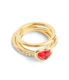 Halo Heart Stackable Ring Set