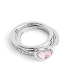 Halo Heart Stackable Ring Set