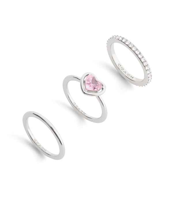 Halo Heart Stackable Ring Set