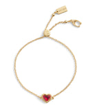 37506189GLD-Halo Heart Slider Bracelet -Red