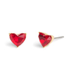 37506190GLD-Halo Heart Stud Earrings-Red