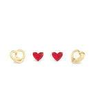 37506190GLD-Halo Heart Stud Earrings-Red