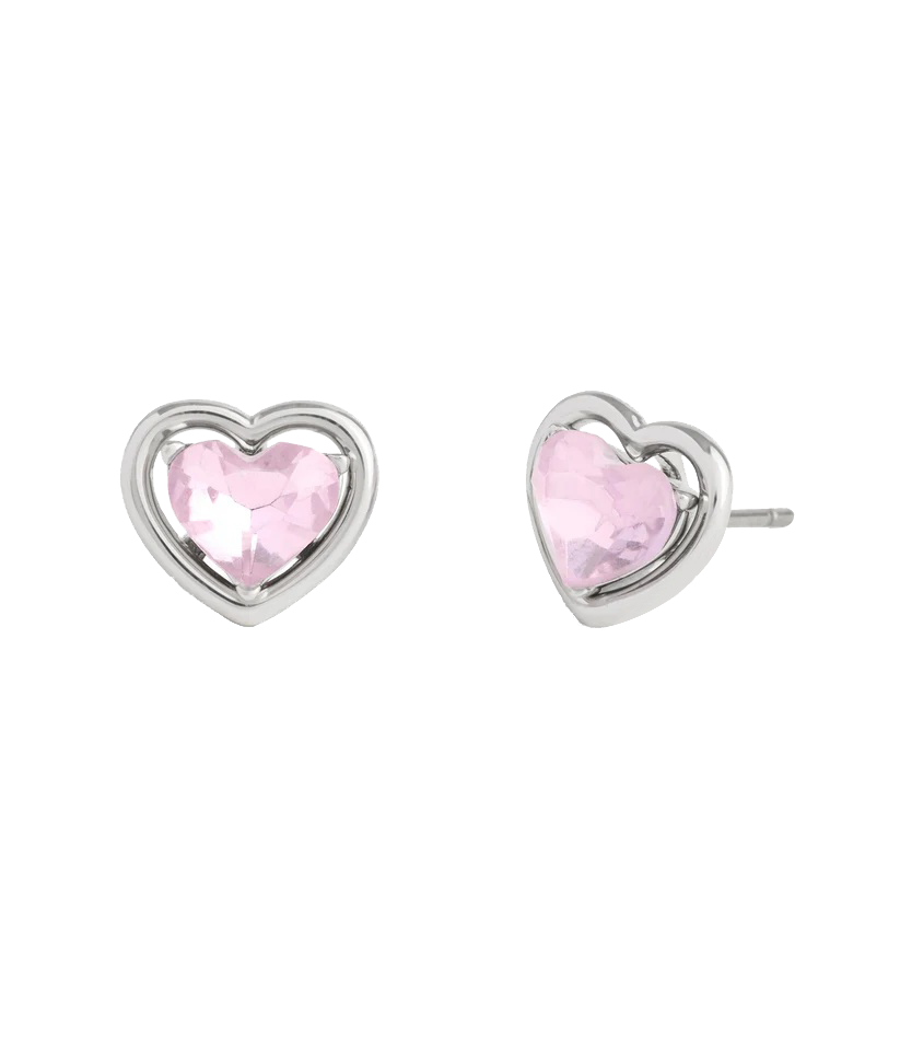 37506190RHO-Halo Heart Stud Earrings-Pink