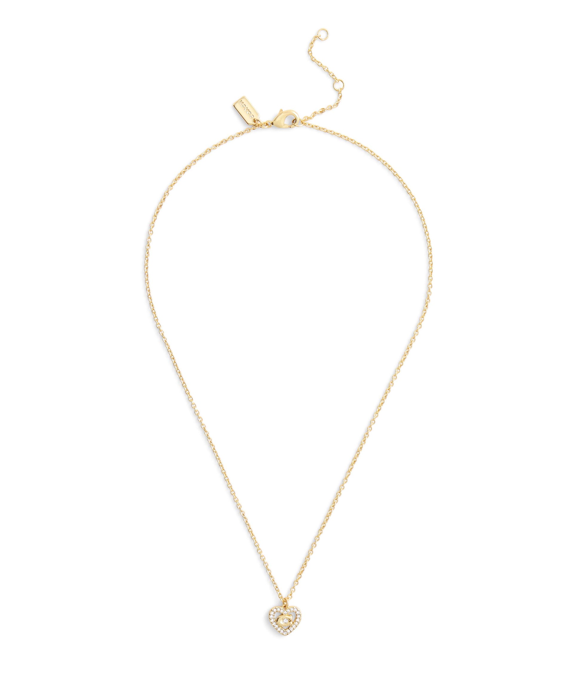 37506206GLD-Signature C Pavé Heart Pendant Necklace-Crystal
