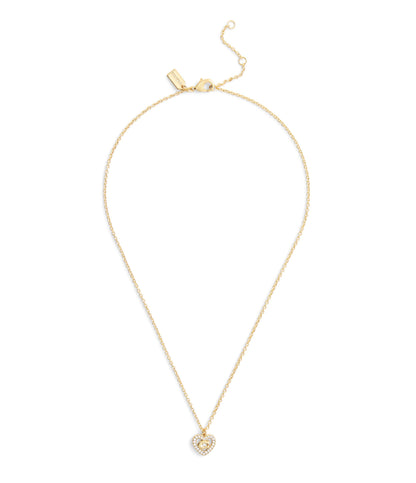 37506206GLD-Signature C Pavé Heart Pendant Necklace-Crystal