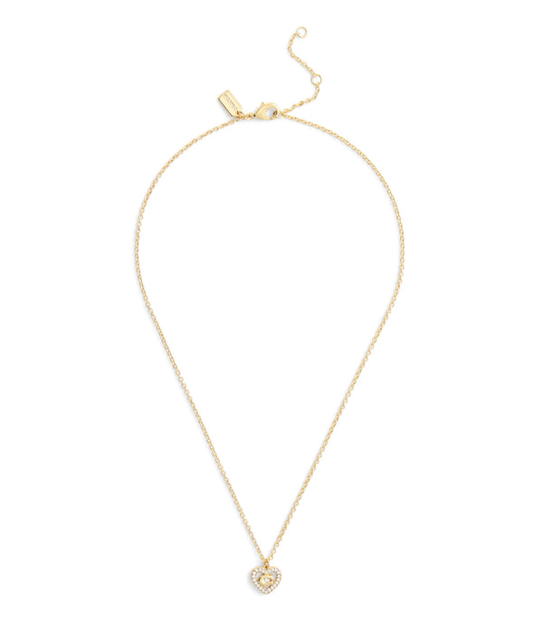 قلادة بتصميم قلب مزين بشعار كوتش C مرصع بكريستال بافيه