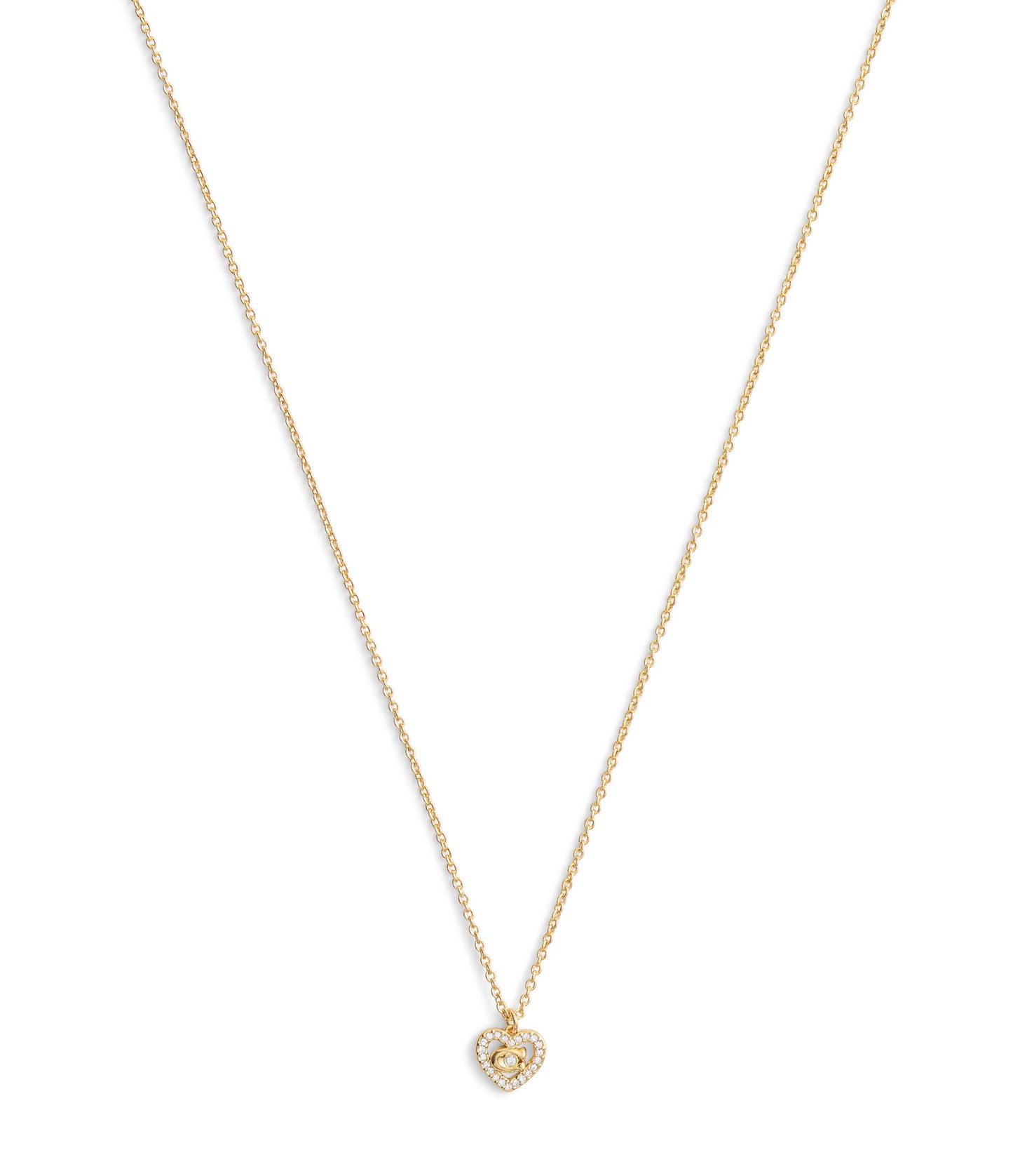 37506206GLD-Signature C Pavé Heart Pendant Necklace-Crystal