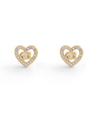 Pave Heart Stud Earrings